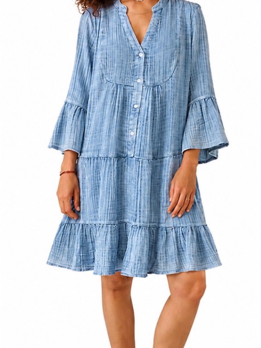 FAHERTY Dream Organic Cotton Gauze Tiered Kasey Dress Sz XS P2P 19’
